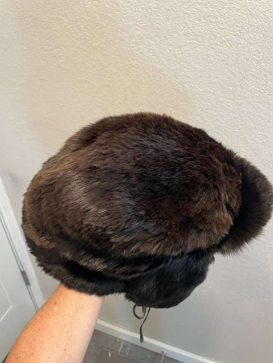 Vintage Real Fur Russian Style Hat Dark Brown Trapper Ushanka Winter Fur Hat main image 7